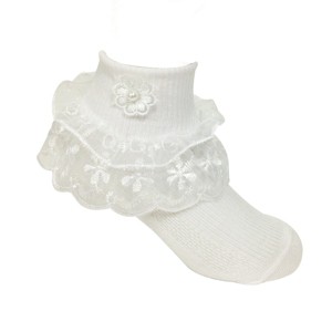 Wrapables Lil Miss Daisy Double Layer Lace Ruffle Socks (Size 4-6), Set of 2 - 1 of 3