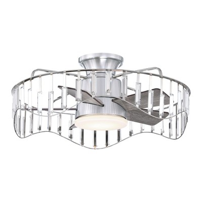 Parrot Uncle 27" Brushed Nickel Indoor Low Profile Flush Mount Ceiling Fan, Modern