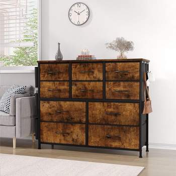 Drawer Storage Cabinet, Wooden Multifunctional Drawer Storage Cabinet, Bedroom Drawer Dresser with Side Pocket and Hook, for Living Room Bedroom