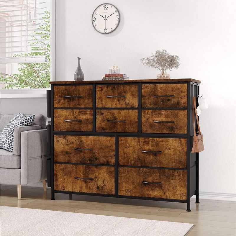 Drawer Storage Cabinet, Wooden Multifunctional Drawer Storage Cabinet, Bedroom Drawer Dresser with Side Pocket and Hook, for Living Room Bedroom, 1 of 8