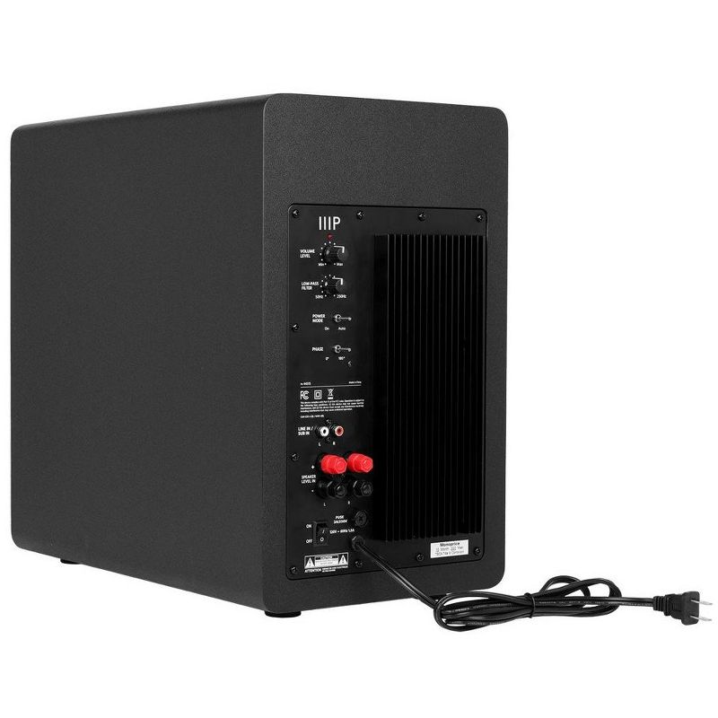 Monoprice CSW-10: 10" 200-Watt Compact Subwoofer, High-Level Speaker Inputs, Crossover Setting, RCA Inputs, 4 of 7
