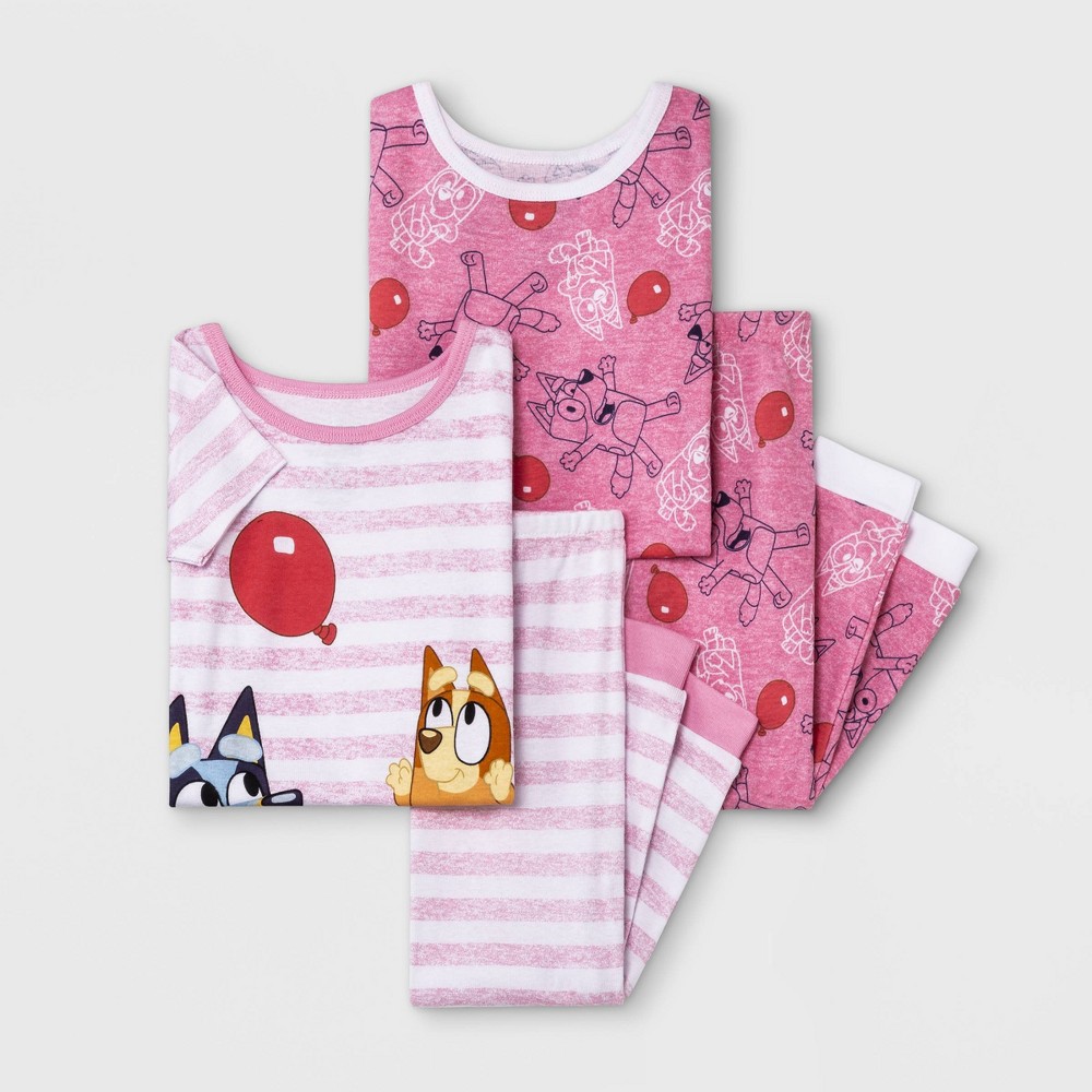 size 3T Toddler Girls' 4pc Bluey Snug Fit Pajama Set - Pink