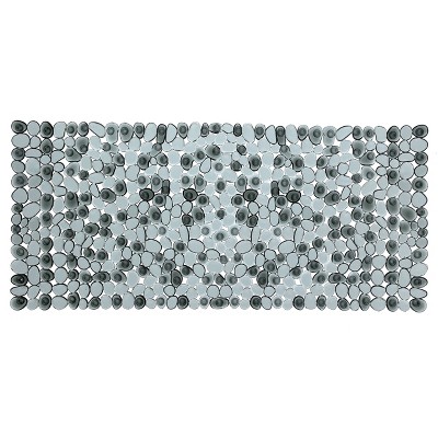 17 in. x 38 in. Extra Long Pebble Bath Mat in Dark Gray