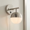 360 Lighting Luna Mid Century Modern Wall Lamp Brushed Nickel Plug-In 5 1/2" Fixture Frosted White Glass for Bedroom Bathroom - 2 of 4