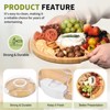 Unique Bargains Bamboo Portable 3 Compartments Round Charcuterie Board with Lid 11.6" White - 3 of 4
