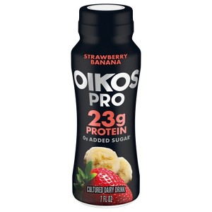 Oikos Pro Fat Free Strawberry Banana Cultured Dairy Drink - 7 fl oz - 1 of 4