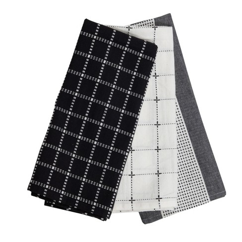 2pk Cotton Solid Ribbed Terry Kitchen Towels Black - Project 62