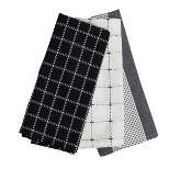 Set of 3 Black Check Pattern 27 x 18 Inch Woven Kitchen Tea Towels - Foreside Home & Garden