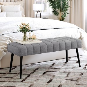 Arceso Entryway Bench, 44.5" Upholstered Bedroom Benches, End of Bed Bench with Metal Legs, for Decorative, Living Room, Dining Room - 1 of 4