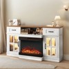 Farmhouse Black 58'' TV Stand For Tvs Up To 70'' With Electric Fireplace and Adjustable Shelves With Glass Door - 2 of 4