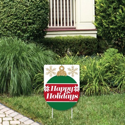 Big Dot of Happiness Ornaments - Outdoor Lawn Sign - Holiday and Christmas Party Yard Sign - 1 Piece