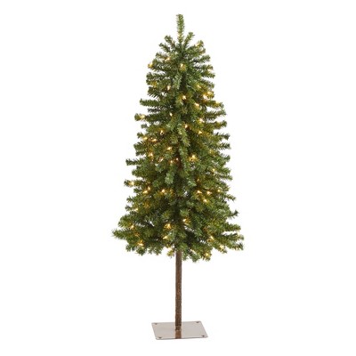 4ft Nearly Natural Pre-Lit Alpine Artificial Christmas Tree Clear Lights