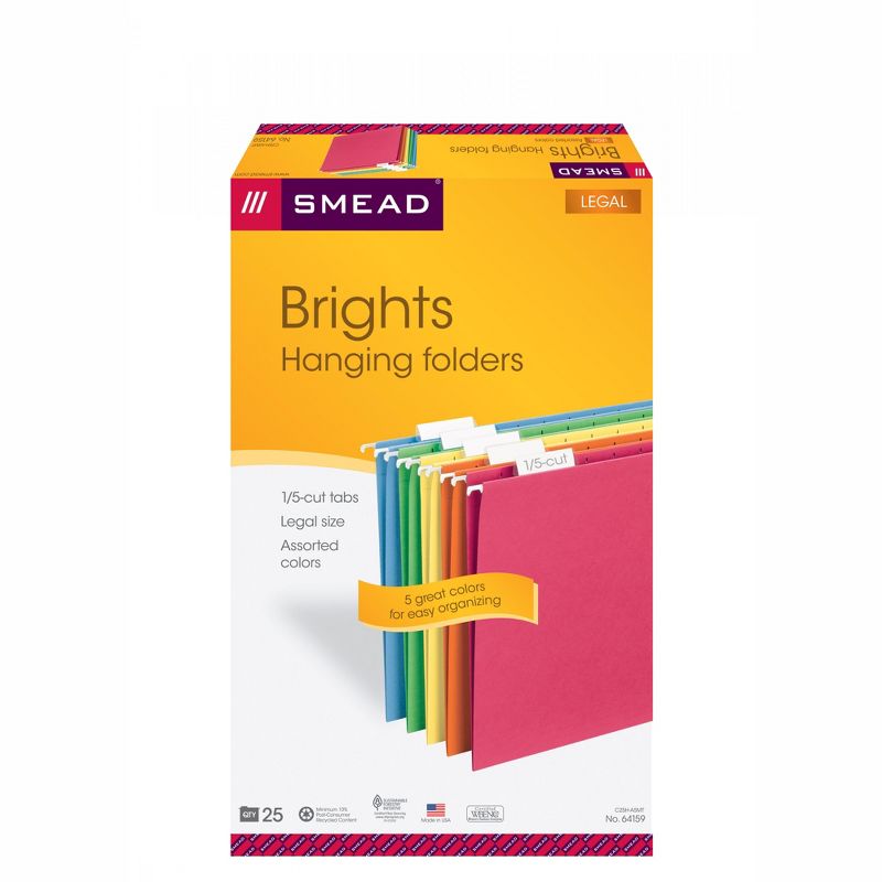 Smead Hanging File Folder with Tab, 1/5-Cut Adjustable Tab, Legal Size, 25 per Box, 3 of 9