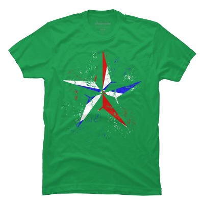 Men's Design By Humans American Flag Nautical Star - Grunge By Mel00 T-Shirt