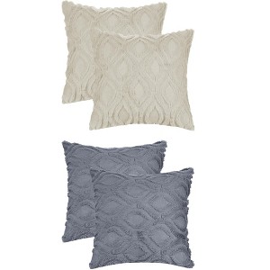 Unique Bargains Patterned Soft Shaggy Plush Faux Fur Throw Pillow Covers Set 4 Pcs - 1 of 4