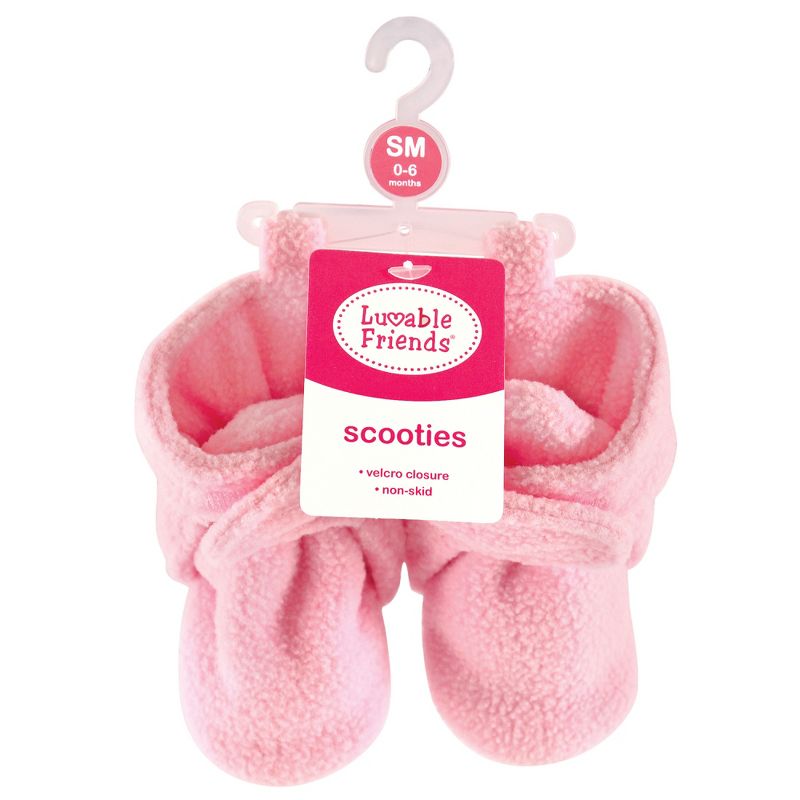 Luvable Friends Baby and Toddler Girl Cozy Fleece Booties, Light Pink, 3 of 4