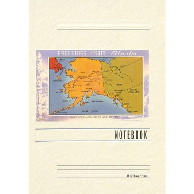 Vintage Lined Notebook Greetings from Alaska, Map - (Paperback)