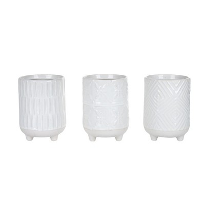 Transpac Stoneware Natural Instincts Planters Set of 3 Spring Home Decorations