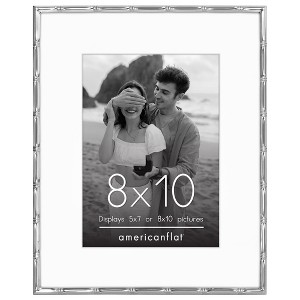 Americanflat Picture Frame with Bamboo-Style Molding and Shatter-Resistant Glass and Mat - Gallery Style Frames for Tabletop or Wall Display - 1 of 4