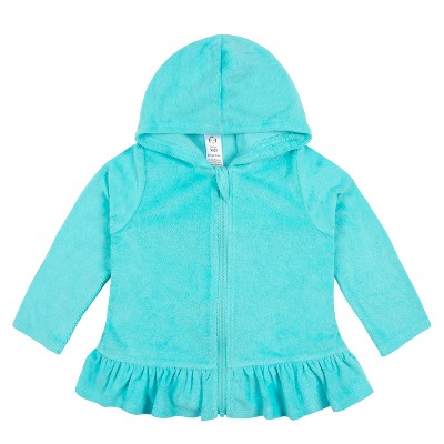 Gerber Baby And Toddler Girls' Swim Zipper Hoodie Terry Coverup - Aqua ...