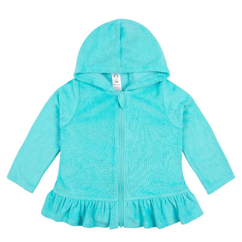 Gerber Baby and Toddler Girls' Swim Zipper Hoodie Terry Coverup, 1 of 11