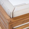 CAVINAS Outdoor Loveseat with Low Foot Coffee Table, Acacia Wood Patio Sectional Set, Modern Backyard Furniture Set for Garden - 2 of 4