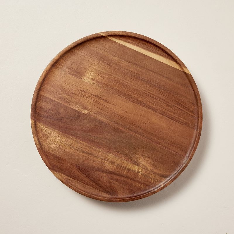 14&#34; Wooden Pedestal Lazy Susan Brown - Hearth &#38; Hand&#8482; with Magnolia, 1 of 5