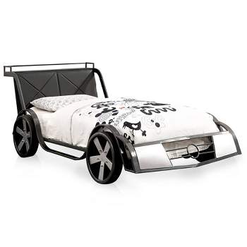 Wapiti Racer Car Youth Bed Silver/Gun Metal - miBasics