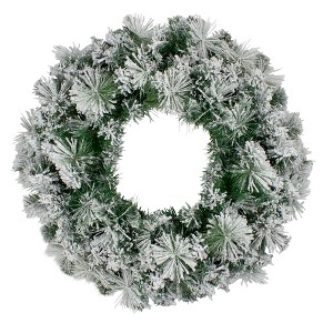Northlight Flocked Somerset Spruce Artificial Christmas Wreath - 24-Inch, Unlit - 1 of 4