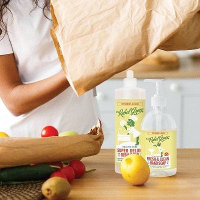 Rebel Green Peppermint & Lemon Dish Soap - 32 fl oz//2pk: Ammonia-Free, Dye-Free, Removes Grease, Liquid Cleaner