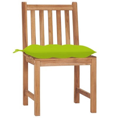 vidaXL Solid Teak Wood Patio Chairs with Bright Green Cushions, Fine Sanded Finish for Indoor/Outdoor - Set of 2