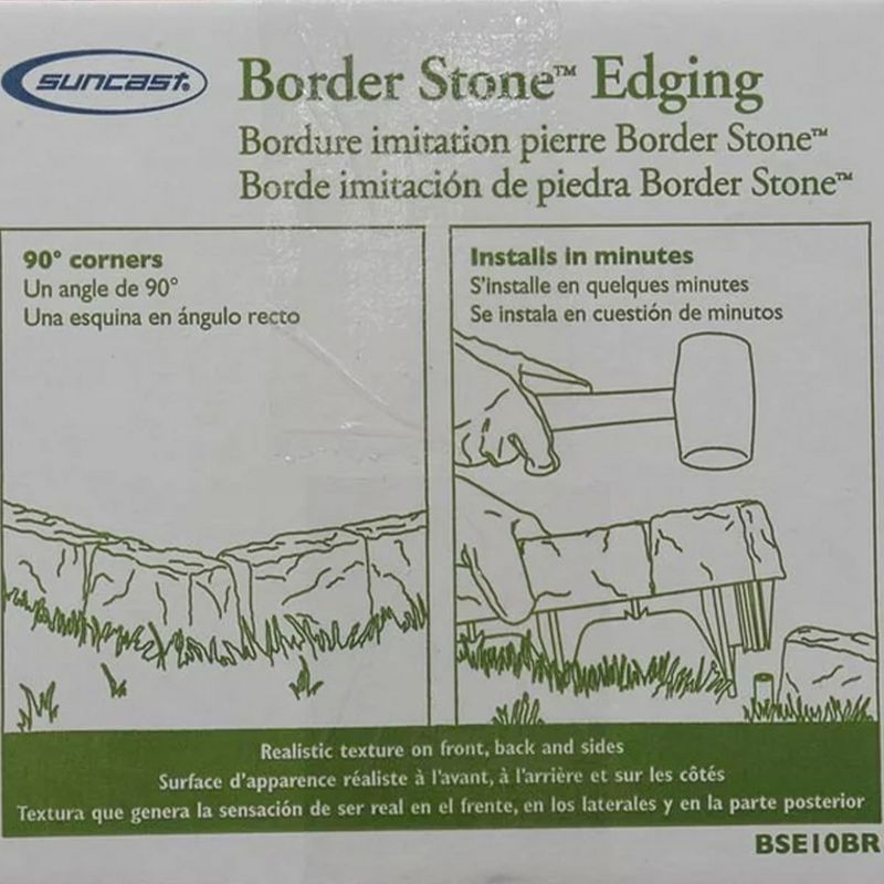 Suncast Plastic Border Stone Edging with Modern Style and Natural Border Stone Appearance for Enclosing Flower Beds or Garden Plots, Brown, 4 of 7