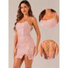 INSPIRE CHIC Women's Lace-up Spaghetti Straps Glitter Sequin Bodycon Mini Dress - 2 of 4