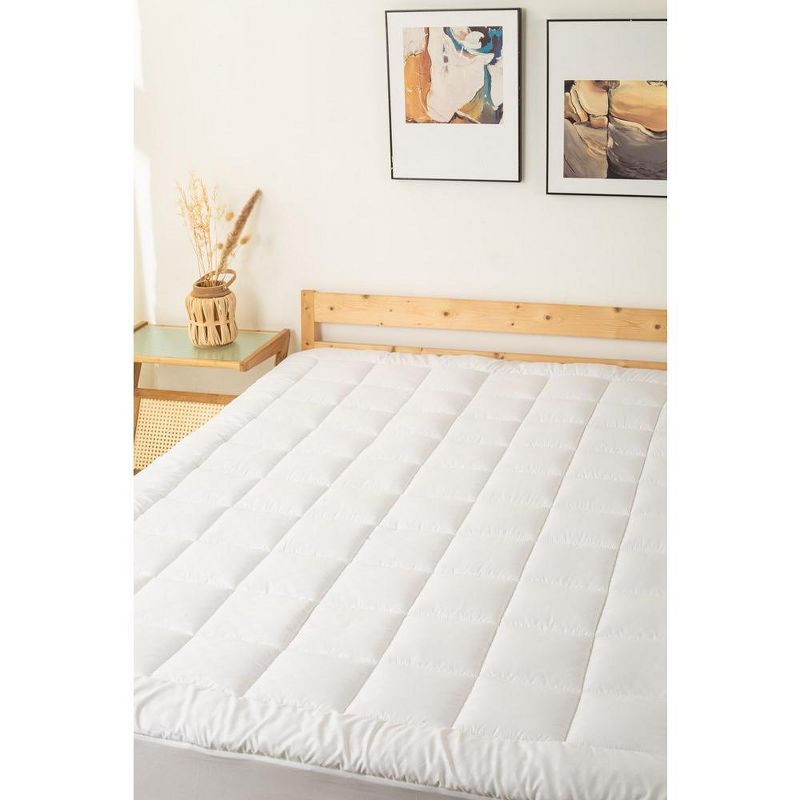 Continental Sleep, 1-Inch Quilted Fitted Fluffy & Soft Mattress Pad, Cooling Protector Cover with 8-18” Deep Pocket, White, 3 of 9