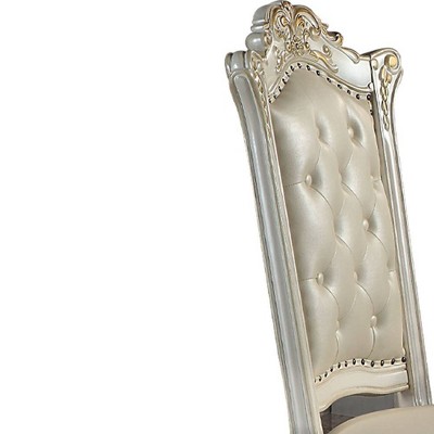 Vendome White and Gold Upholstered Wood Side Chair