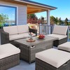 HAPPATIO 48inch 50,000 BTU Aluminum Patio Fire Pit,Wicker & Aluminum Propane Fire Pit Table.Propane Gas Fire Pit Table with Clear Glass Rock, - 2 of 4