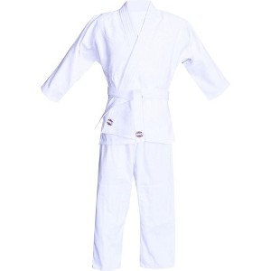 Amber Fight Gear Lightweight Karate Uniform, Polyester-Cotton Martial Arts Gi for Training & Sparring, Includes Jacket, Pants & Belt, White, Size 6 - 1 of 4
