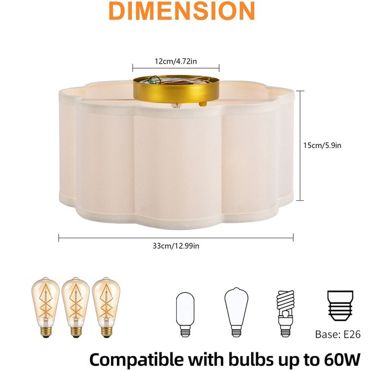 YIYIBYUS Modern Flower-Shaped Flush Mount 3-Light Ceiling Light, White, 5 of 7