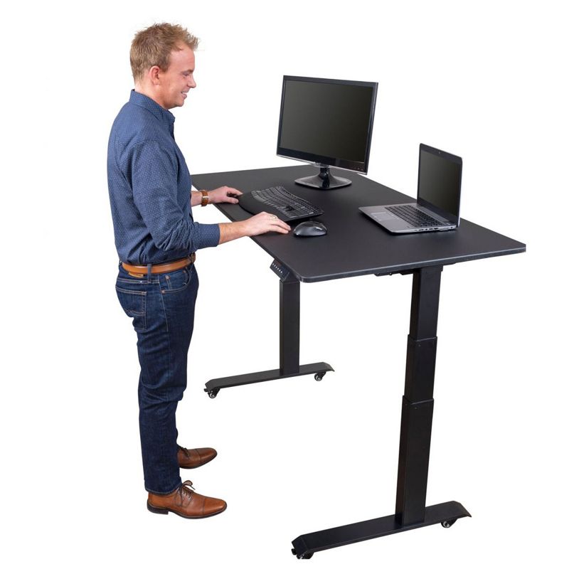 Stand Up Desk Store Electric Adjustable Height Standing Desk with Programmable Memory (Black Frame/Black Matte Top, 60" Wide), 2 of 5