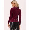 INSPIRE CHIC Women's Mock Neck Long Sleeve Ribbed Knit Solid Blouse - 4 of 4