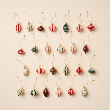 25pk Mini Painted Glass Christmas Ornament Set - Hearth & Hand™ with Magnolia