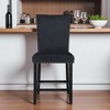HomeRoots 25" Black Wood and Velvet Counter Height Bar Chair - 2 of 4