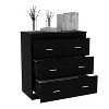 Georgia Three Drawer Dresser, Metal Handles, Superior Top -Black - 3 of 4