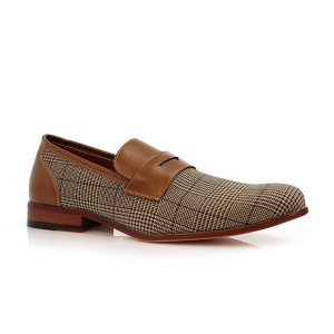 Ferro Aldo Mens Sidney MFA19371 Classic Plaid Penny Loafer Dress Shoes - 1 of 4