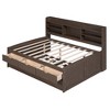 NicBex Full Size Platform Bed Modern Pine Bed Frame with Trundle, Open Storage Bookshelves and 3 Drawers for Bedroom, No Box Spring Required, Brown - 3 of 4
