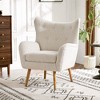 Modern Velvet Curved Wingback Chair, Upholstered Accent Chair, Button-Tufted Arm Chair with Oak Frame and Black Legs -Christopher Knight Home - 2 of 4