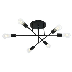 Dewdrop Industrial 6-Bulb Black Ceiling Light Fixture, Contemporary Semi Flush Mount for Living Room Bedroom - 1 of 4