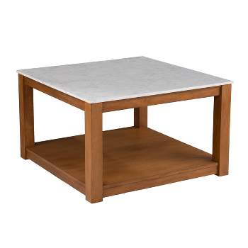 Vebell Square Cocktail Table White/Natural - Aiden Lane