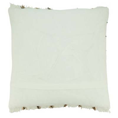Ivory Striped Cotton Throw Pillow Cover, 22"