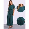 INSPIRE CHIC Women's Casual Dressy Cape Ruffle Sleeve Tie Waist Wide Leg Jumpsuits - 2 of 4